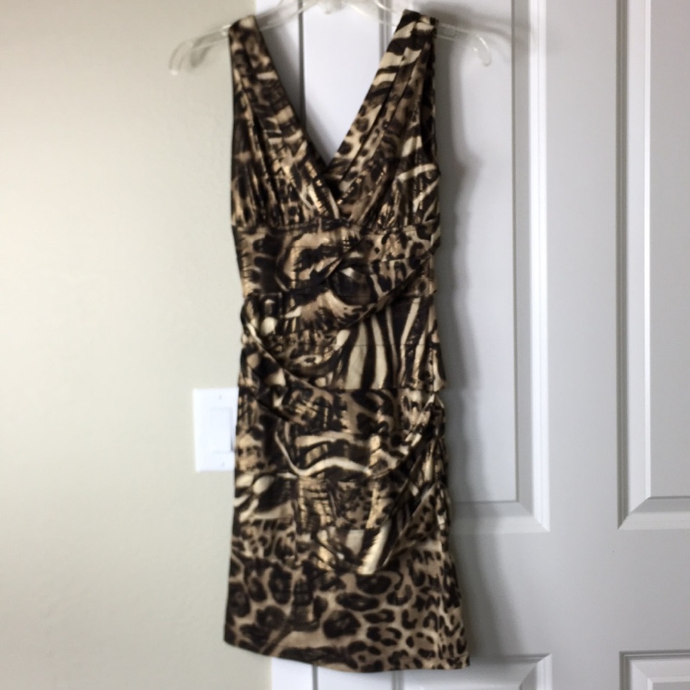 Leopard Bodycon Stretch Dress Women’s LBD Size SM Holiday Party New Years Dress
